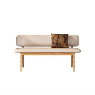 Upholstered Wooden Bench with Cushioned Seat