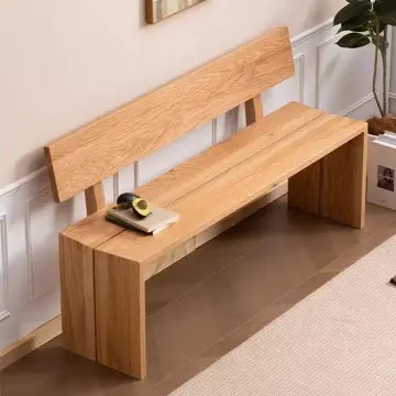 Wooden Bench with Backrest