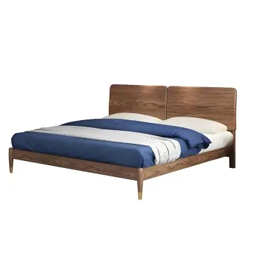 Walnut Mid-Century Modern Bed Frame