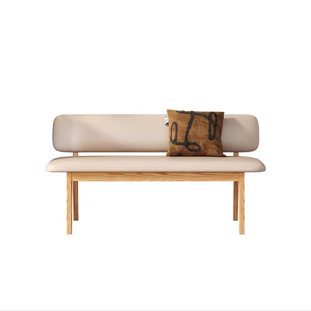 Upholstered Wooden Bench with Cushioned Seat