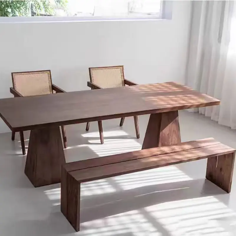 Rustic Bench Dining Table Set