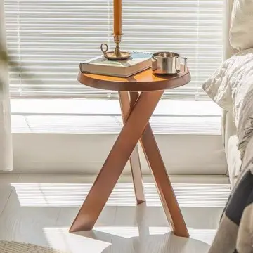 Geometric X-Shaped Wooden Accent Side Table