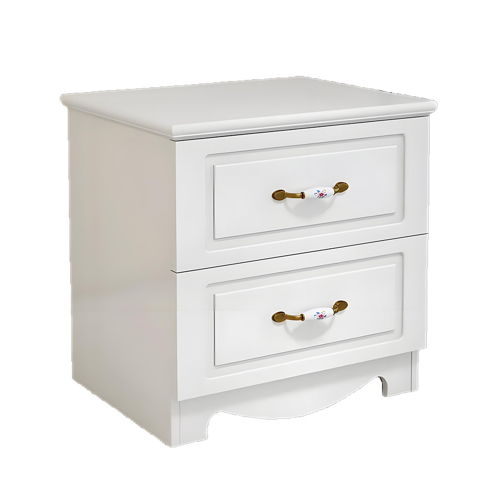 Classic White Nightstand with Spacious Drawers